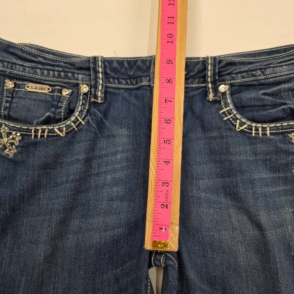 Vintage Y2K‎ L.A. Idol Dark Wash Mid Rise Bedazzled Bootcut Denim Jeans Size 13 - Picture 12 of 15